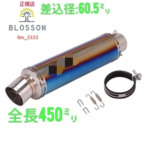 ★全国一律 送料3000円★新品未使用 ステンレス製オーバルサイレンサー【60.5mm】チタンカラー汎用スリップオンマフラー GSX1300R 隼 GSX-R