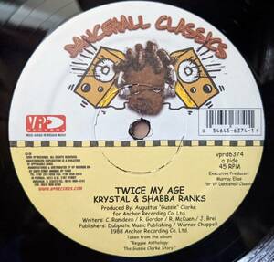 US12”EP★Krystal & Shabba Ranks★Twice My Age (12" Mix)★88年～2000年再発★MUSIC WORKS★VPRD6374★超音波洗浄済