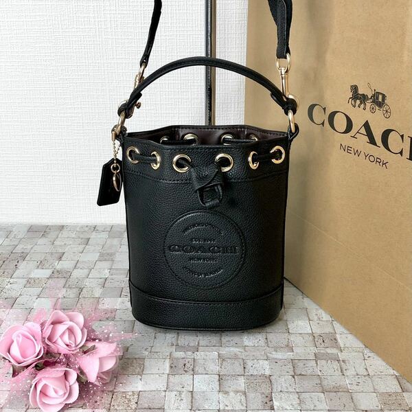 ☆新品☆COACH バケットバッグ ハンドバッグ ショルダー 丸ロゴ ブラック