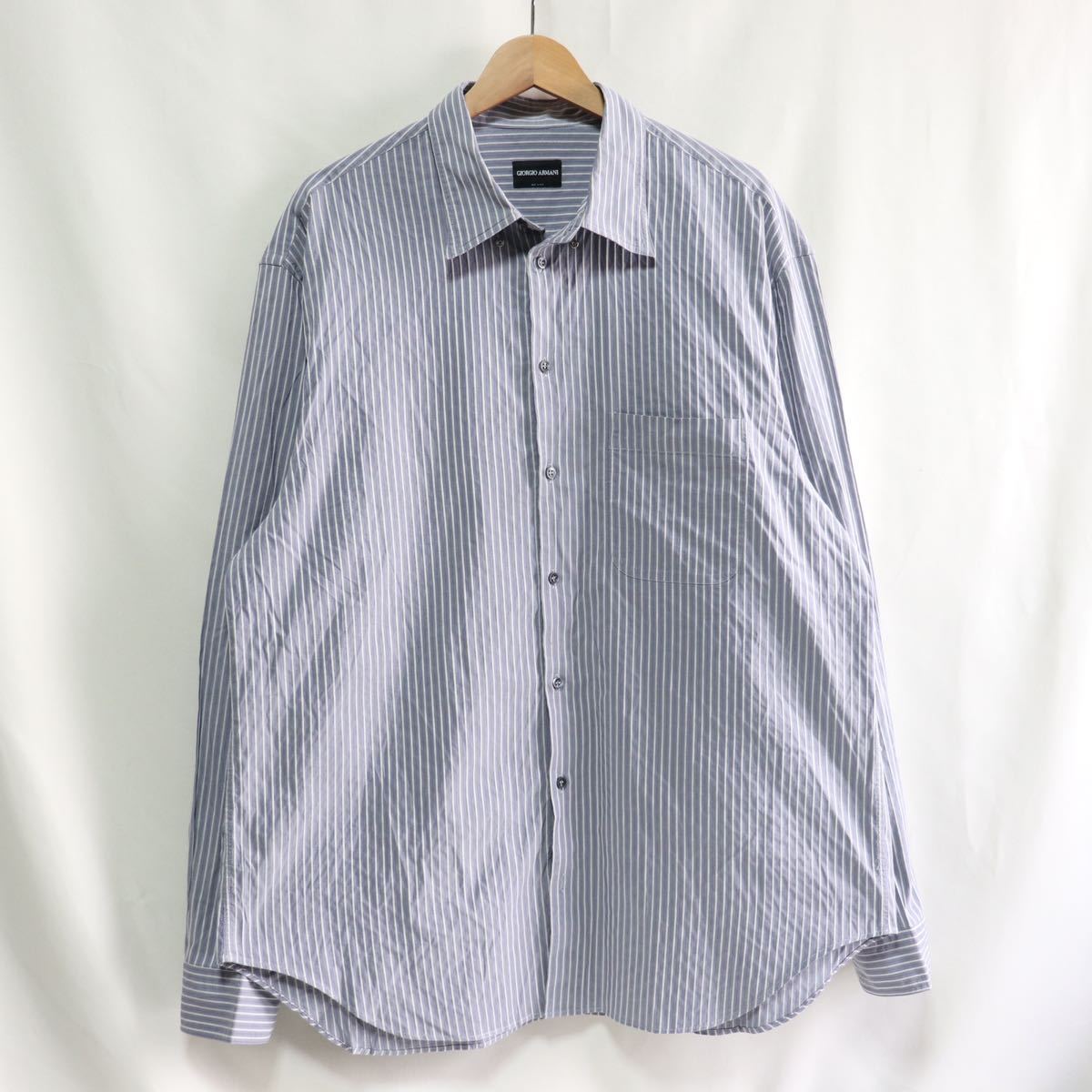ケース販売 アルマーニのストライプシャツ/ネイビー×白/3XL シャツ