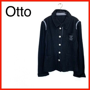 美品　Otto　ステンカラージャケット　刺繍　部分チェック柄　ワンポイント　テーラードジャケット