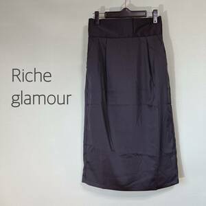 ◎リシェグラマー Riche glamou　サテンスカート　ひざ丈スカート　スカート　タイトスカート　Mサイズ　黒色