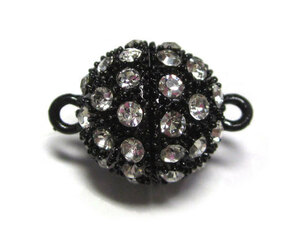 Art hand Auction Magnetic clasp, round rhinestone, black, approx. 23 x 15 mm [10 pieces], magnet, fastener, clasp 6001777☆, Handcraft, Handicrafts, Beadwork, Metal parts