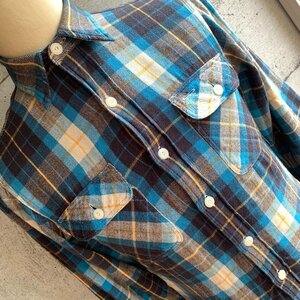 アメリカ古着 ダブルアールエル チェック柄 ネルシャツ ブルー系 XS size フラップポケット U.S Used Clothing RRL Check Flannel Shirt