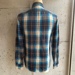 アメリカ古着 ダブルアールエル チェック柄 ネルシャツ ブルー系 XS size フラップポケット U.S Used Clothing RRL Check Flannel Shirtの画像3