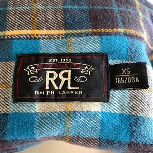 アメリカ古着 ダブルアールエル チェック柄 ネルシャツ ブルー系 XS size フラップポケット U.S Used Clothing RRL Check Flannel Shirtの画像6