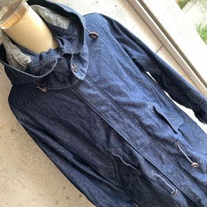 ジョンブル デニム モッズ コート ロング ジャケット インディゴ フード 脱着 S size Johnbull Denim Long Mods Coat