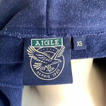 アメリカ古着 エーグル フルボタン スウェット パーカー ネイビー アウトドア XS size U.S Used Clothing AIGLE button Hoodie Sweat_画像6