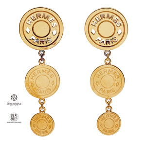  Hermes Serie 3 ream earrings Gold metal fittings Vintage swing lady's HERMES GP clip (M210770e)