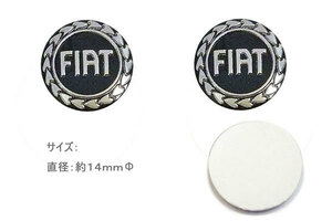 ☆新品、Fiat、フィアット、リモコンキー 補修or交換エンブレム、ブラック、１４ｍｍΦ、２ケセット☆