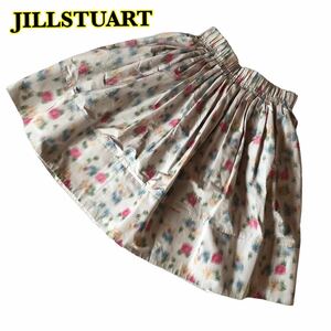 JILL STUART ジルスチュアート　ギャザースカート　ふんわり　ひざ丈　花柄　0サイズ　【AY0682】