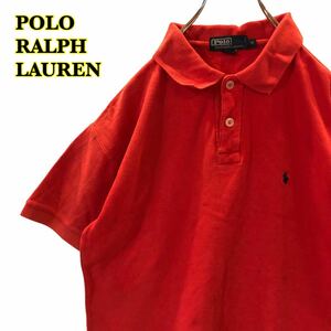 POLO RALPH LAUREN ポロ　ラルフローレン　半袖ポロシャツ　赤　刺繍　メンズ　Mサイズ　【AY0716】