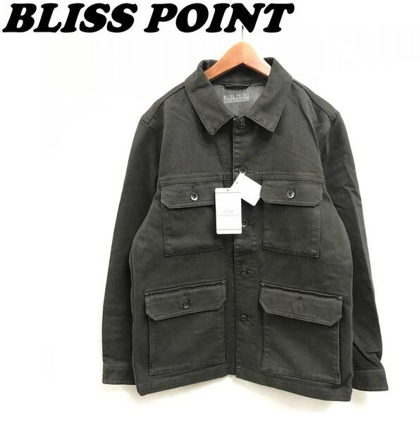 未使用品 /L/ BLISS POINT チャコール ジャケット ボタン ポケット ブラック系 ドロップショルダー ストリート アウター ブリスポイント