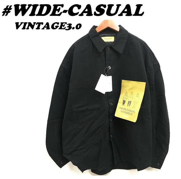 未使用品 /M/ WIDE-CASUAL ブラック ジャケット 長袖 タグ メンズ レディース オーバーサイズ ビッグ 普段着 多面的 自由 ワイドカジュアル