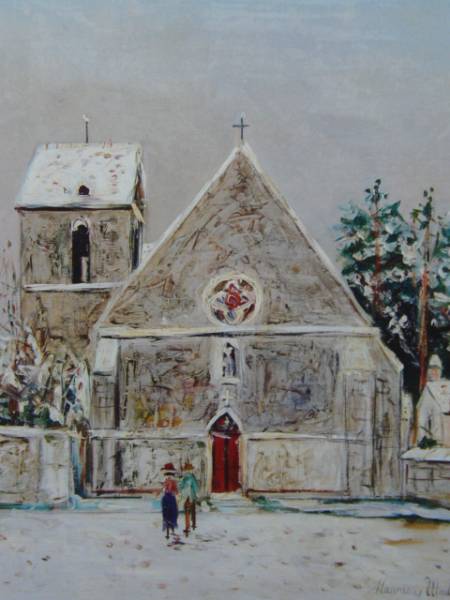 ユトリロ、オーヴェール=オワーズの教会、希少画集、新品額装付、