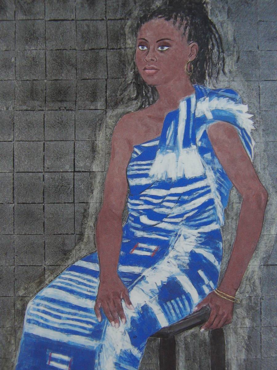 Ryohei Miwa, [African woman], From a rare art book, Good condition, Brand new high quality framed, free shipping, Japanese painting Japanese painter, portrait, painting, Japanese painting, person, Bodhisattva