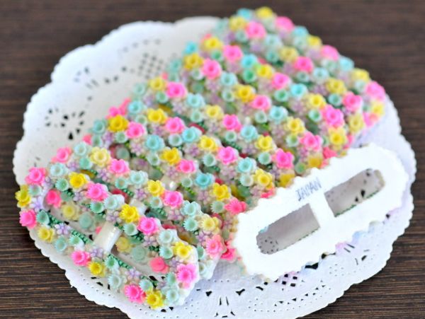 ☆Free Shipping☆ Japan Vintage Celluloid Cabochon Buckle Flower Made in Japan Retro Handmade Accessory Parts 10pcs, Women's Accessories, brooch, others