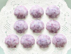 Art hand Auction ☆Free Shipping☆ Marble Purple Shell Mermaid Sea Vintage Cabochon Elegant Retro Handmade Accessory Parts 20mm 10pcs, Beadwork, beads, plastic