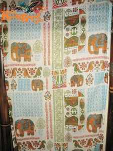  India made Elephant × bird noren BL. bird Asian ethnic interior Noren thin cotton 100% 85×150.