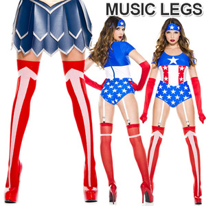 A687)MusicLegs( music leg ) american hero manner thigh high stockings / tights ML4663 red arrow seal knee-high over knee socks 