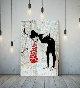 Art hand Auction Banksy Luxury Canvas Frame Poster Picture A1 Art Panel Nordic Overseas Photo Goods Painting Stylish Interior Lovesick Heart, Printed materials, Poster, others