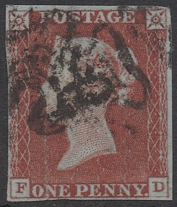  classic England stamp * Victoria woman .1841 year pe knee red [ Scott #3, F-D] maru ta 10 character, used .