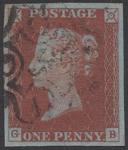  classic England stamp * Victoria woman .1841 year pe knee red [ Scott #3, G-B] maru ta 10 character . seal, used .