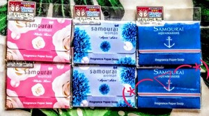 ★サムライウーマン SAMURAI★フレグランス ペーパーソープ 30枚入り　各２袋　3種類
