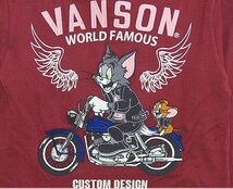 vanson×TOM＆JERRYコラボ 天竺ロングTシャツ◆vanson ワインXLサイズ TJV-2235 バンソン ヴァンソン トムとジェリー 刺繍_画像2