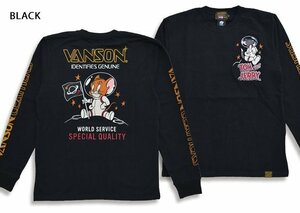 vanson×TOM＆JERRYコラボ ベア天竺ロングTシャツ◆vanson ブラックLサイズ TJV-2231 バンソン ヴァンソン トムとジェリー 刺繍