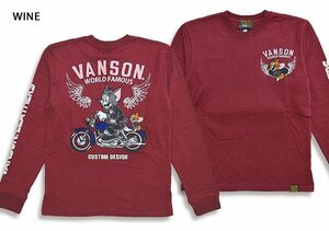 vanson×TOM＆JERRYコラボ 天竺ロングTシャツ◆vanson ワインXLサイズ TJV-2235 バンソン ヴァンソン トムとジェリー 刺繍