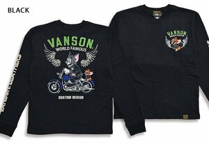 vanson×TOM＆JERRYコラボ 天竺ロングTシャツ◆vanson ブラックMサイズ TJV-2235 バンソン ヴァンソン トムとジェリー 刺繍