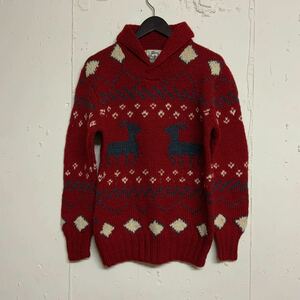 80sWOOLRICH80 годы Woolrich шаль цвет шерсть свитер северный олень общий рисунок мужской S б/у одежда 