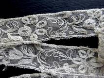 19世紀 フランス アンティーク レース 刺繍 布材 縫製 古布 素材 服飾 半物 素材 トリム チュール ボビン リメイク パーツ W_画像4