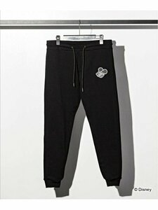 1PIU1UGUALE3 RELAX(ウノピゥウノウグァーレトレ) MICKEY デザイン ジョガーパンツ MICKEY EMBLEM RIB PANTS Mサイズ BLACK ミッキー