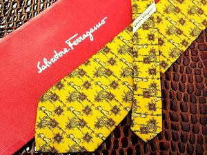 ♪今週の特売980円～♪1320♪良品【Ferragamo】フェラガモ【ヒョウ 花 装飾 柄】ネクタイ♪