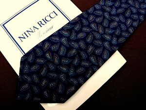 ♪4685C♪良品【植物 葉っぱ 柄】ニナリッチ【NINA RICCI】ネクタイ