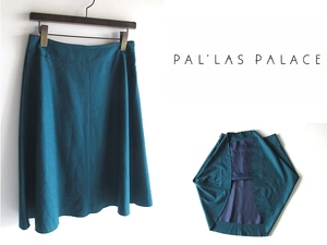 Pallas Palace 十日 パラスパレス トオカ サイドジップ ウールフランネル フレアスカート 2 緑 グリーン 日本製