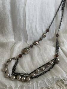 Art hand Auction Long necklace with pearls and shells, Handmade, Accessories (for women), necklace, pendant, choker