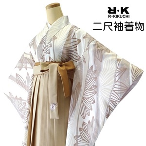 [RK two shaku sleeve ] two shaku sleeve kimono [ single goods ] long kimono-like garment set [No.901] raw . floral print ground pattern a- scalar free size ...ryoukokikchi[E]