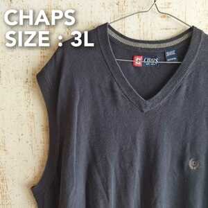CHAPS　チャップス　ニット　セーター　ノースリーブ　オーバーサイズ　XXL　ニットベスト　ネイビー　紺色
