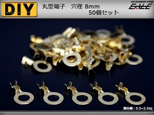 丸型端子 穴径8mm 8Φ 50個セット アースコードの接続に I-182