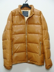 A BATHING APE a bathing ape *kau cow leather leather down jacket blouson coat XL