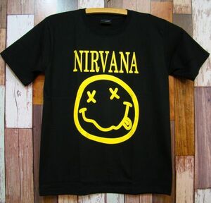 【送料無料】M★新品【Nirvana】ニルヴァーナ ★ニコちゃん★スマイルTシャツBWT