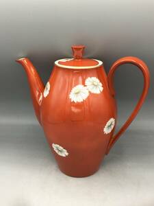 ... Noritake . red white . writing red . coffee pot flower N seal (16)