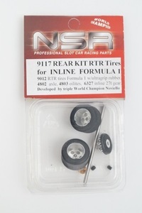 新品 NSR 1/32 REAR KIT RTR Tires for INLINE FORMULA 1 インライン ギア タイヤ アルミホイール 9117 スロットカー