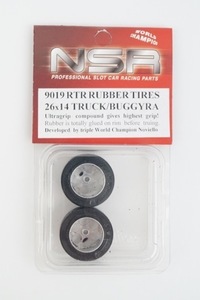 9019 NSR 3/32 REAR RTR 26 x 14 TRUED RUBBER TIRES for FLY Truck/VIntage (2)