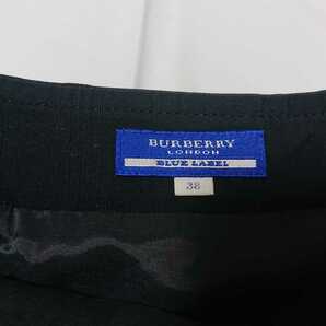 BURBERRY BLUELABEL バーバリーブルーレーベル 裏地付き サイドファスナー ウエストタックスカート Aライン 秋冬ボトムスカート 黒サイズ38の画像8