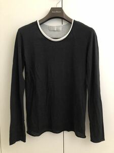 美品 Edition ロンT レイヤード サイズ1 黒 カットソー コットン長袖Tシャツ ロングカットソー