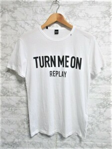 ☆REPLAY リプレイ ロゴ プリント Tシャツ/メンズ/S☆ホワイト